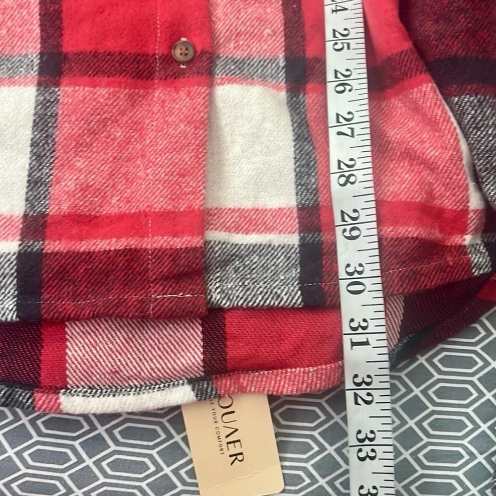 NWT Ekouaer,Buffalo Plaid Flannel Pajama Set,Drawstring Shorts,Button-Up Top,XXL